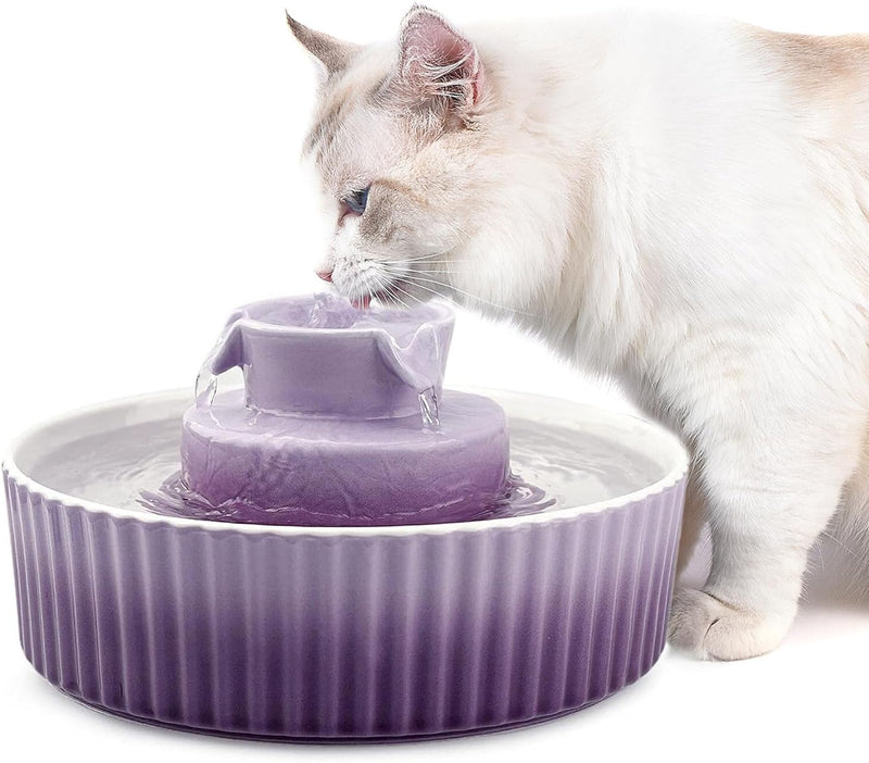 NautyPaws Fuente de agua de cerámica para gatos, fuente de agua de...