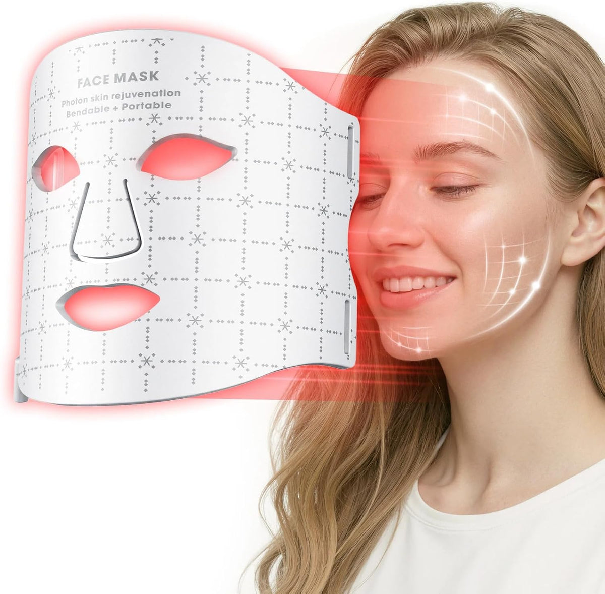 GIHWRRI Máscara de terapia de luz LED aprobada por la FDA, terapia...