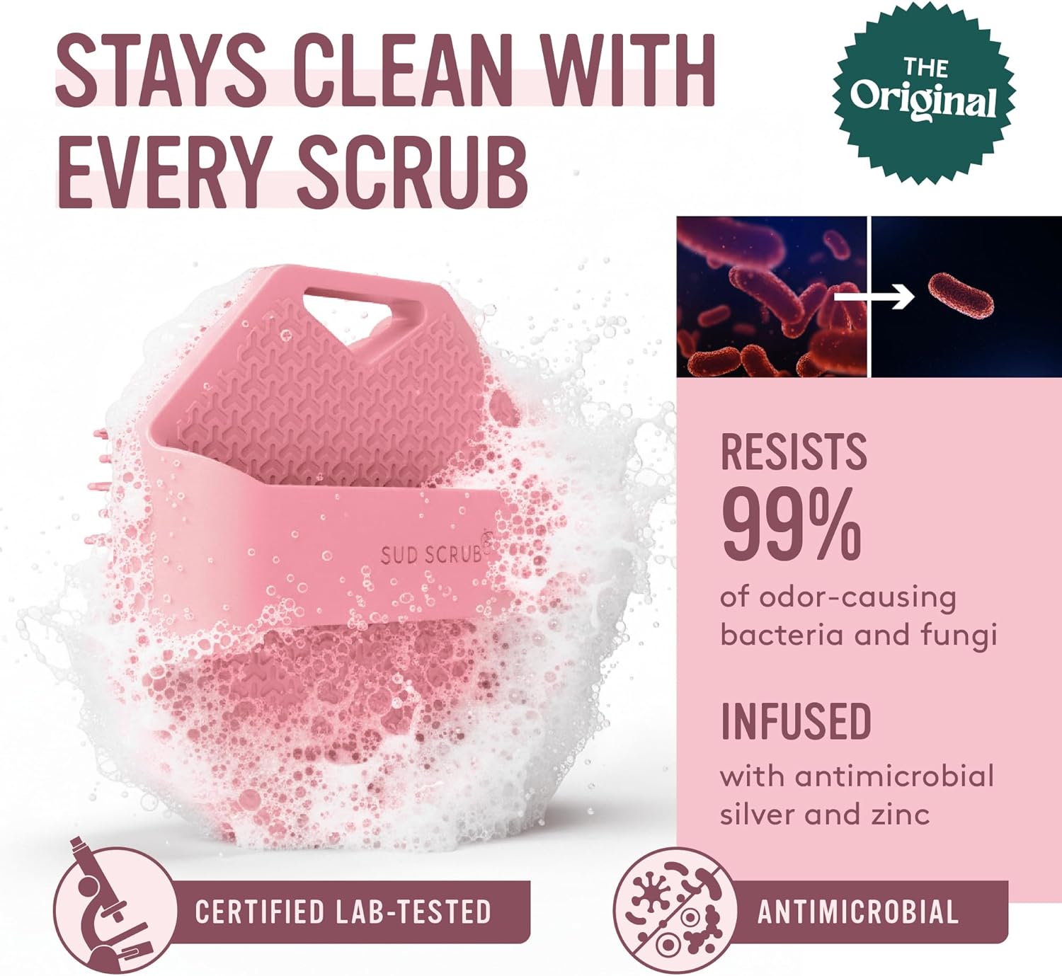 Sud Scrub® Depurador corporal de silicona antimicrobiano, cepillo e...