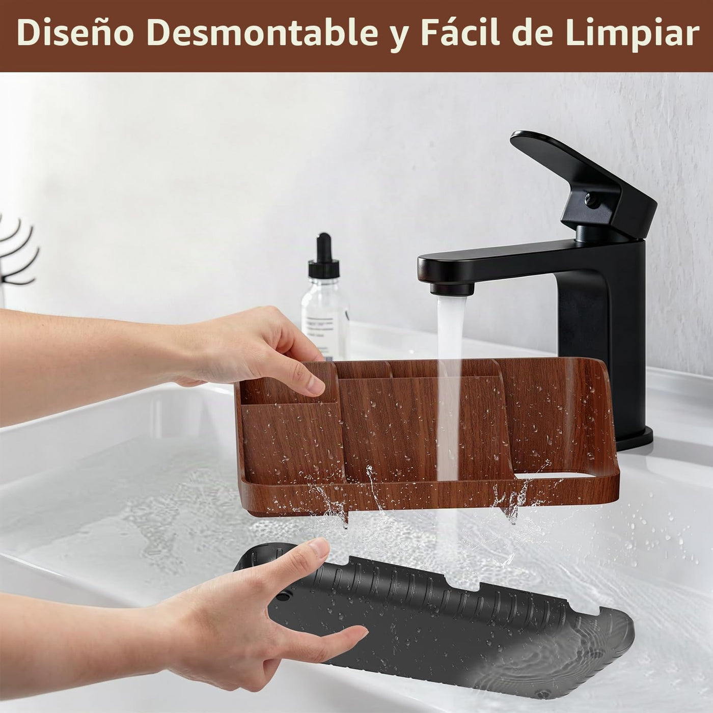 GFWARE Portacepillos de dientes de madera para baños, organizador d...