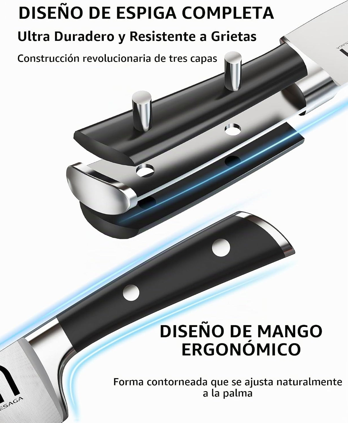 KnifeSaga - Juego de bloques de cuchillos de 15 piezas con afilador...
