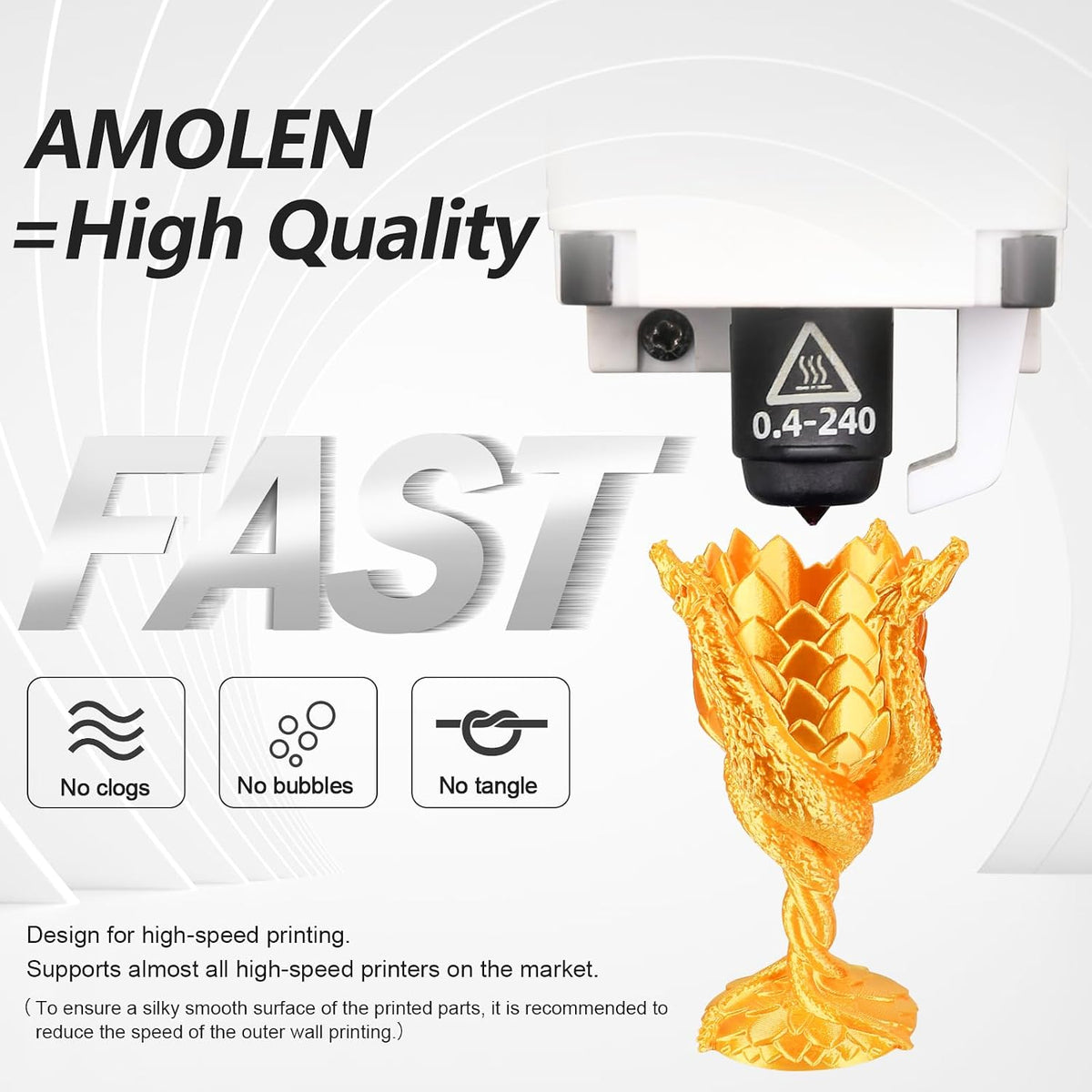 AMOLEN Filamento PLA para impresora 3D de 0.07 in, paquete de filam...