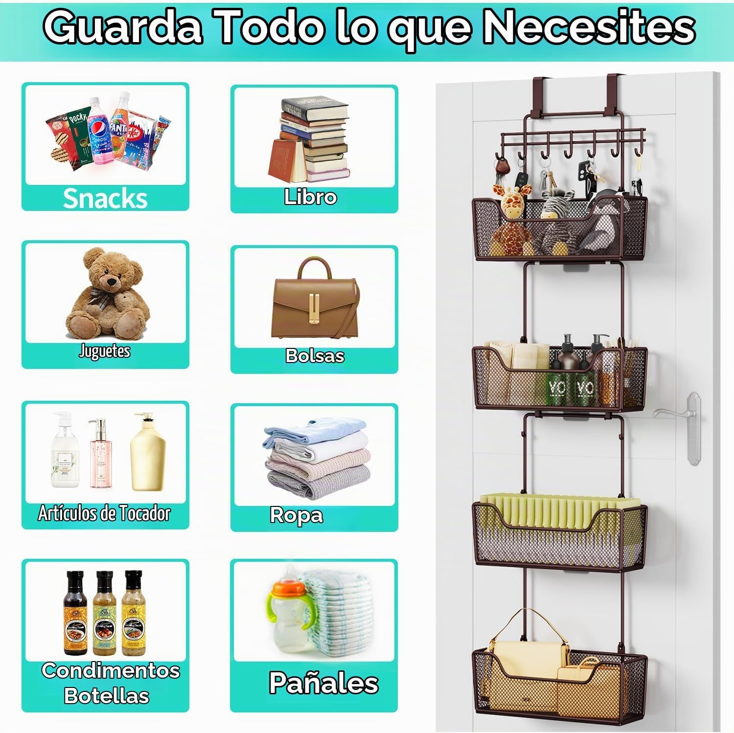 HapiRm Organizador sobre la puerta \u2013 Organizador de puerta col...
