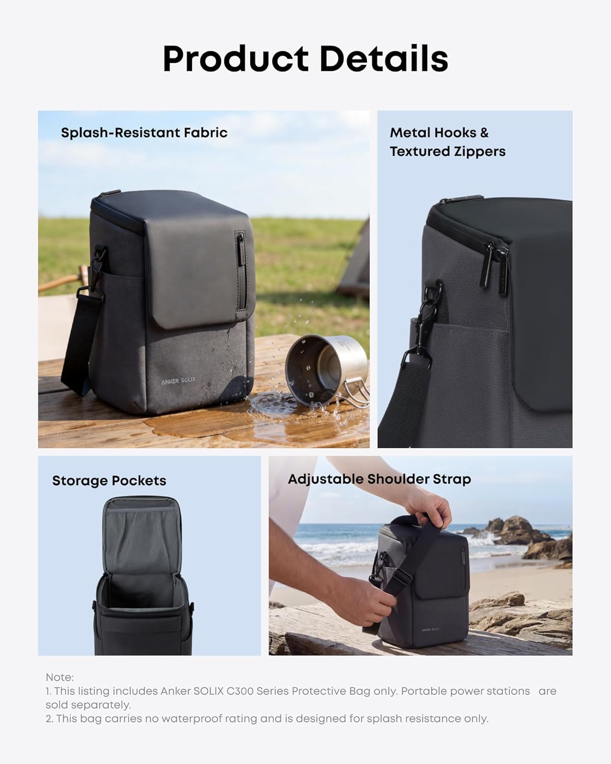 Anker SOLIX C300 - Estación de energía portátil con bolsa protector...
