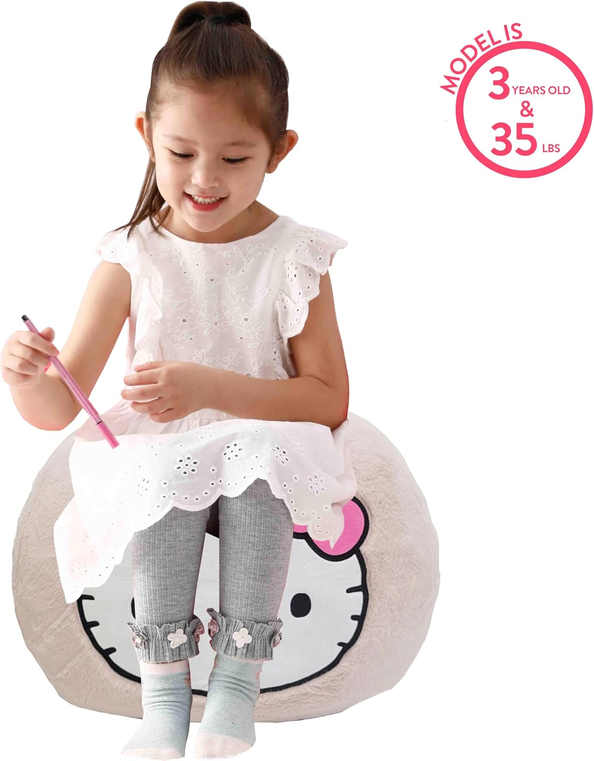 Idea Nuova Sanrio Hello Kitty - Puf redondo relleno de espuma de 24...