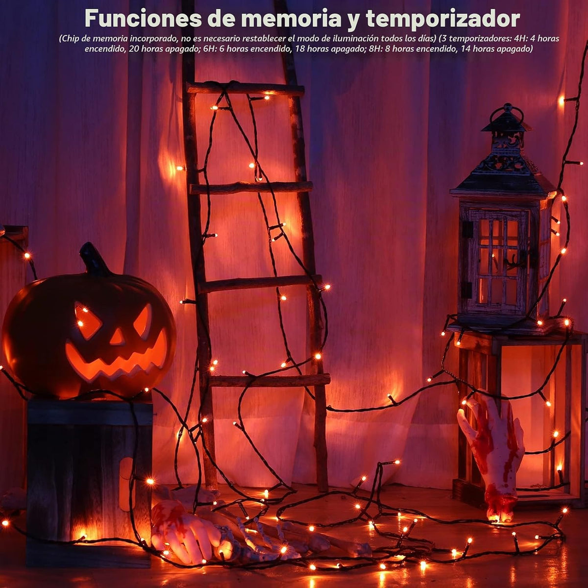 Brizled Naranja Púrpura Luz de Halloween Interior, Cambio de Color,...
