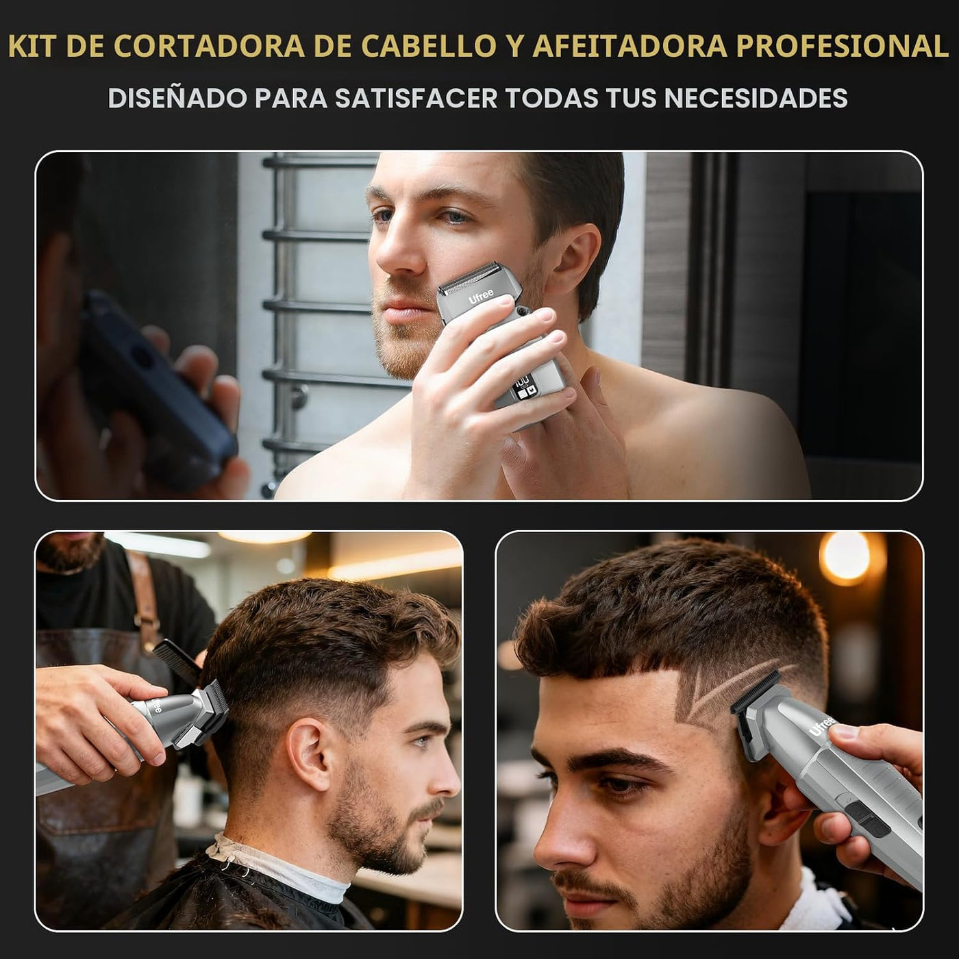Ufree Juego de cortapelos y recortadores para hombres, afeitadora e...