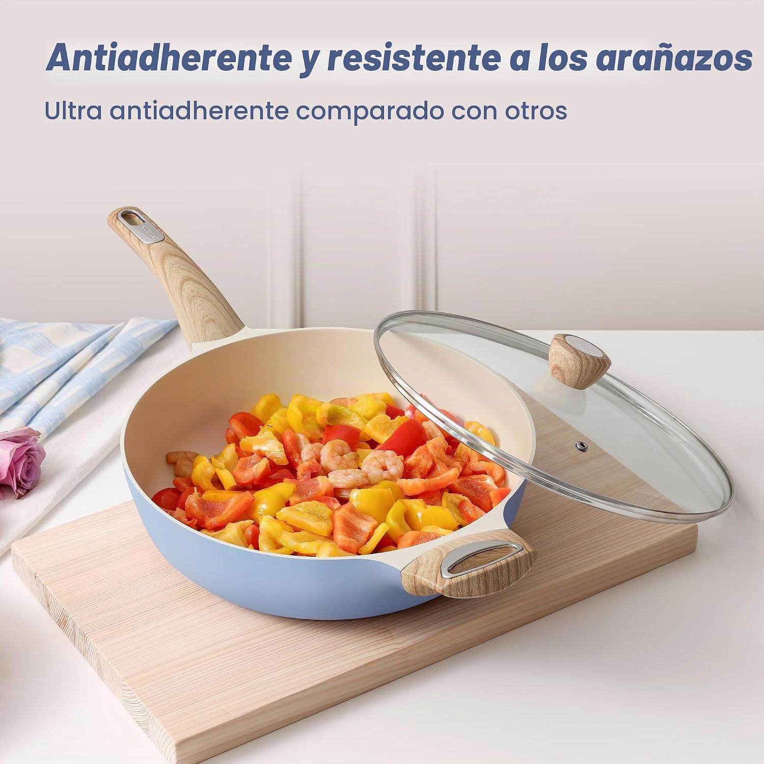 SENSARTE Juego de ollas y sartenes de cerámica antiadherentes, jueg...