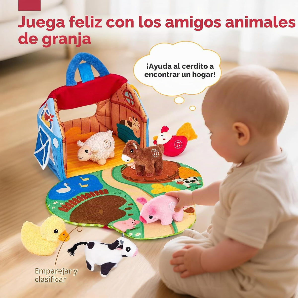 hahaland Juguetes para bebés de 6 a 12 meses, animales de granja so...