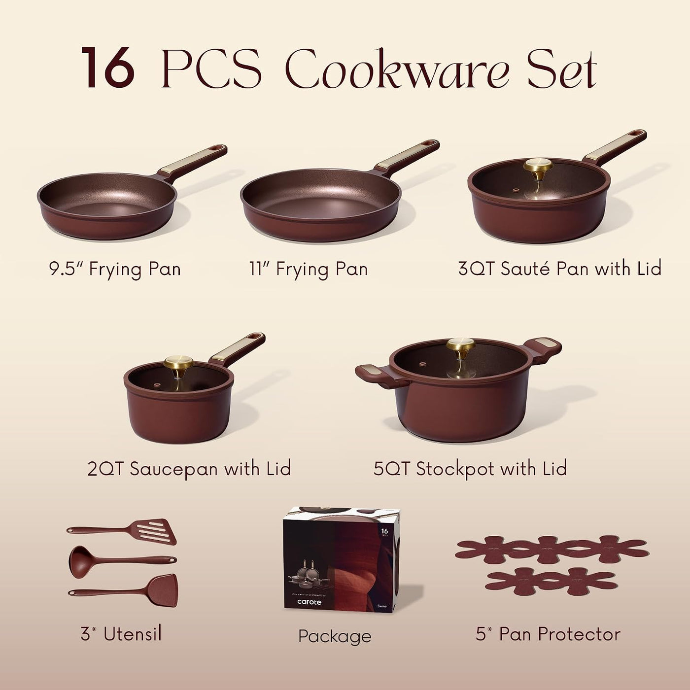 CAROTE Juegos de utensilios de cocina, ollas y sartenes antiadheren...