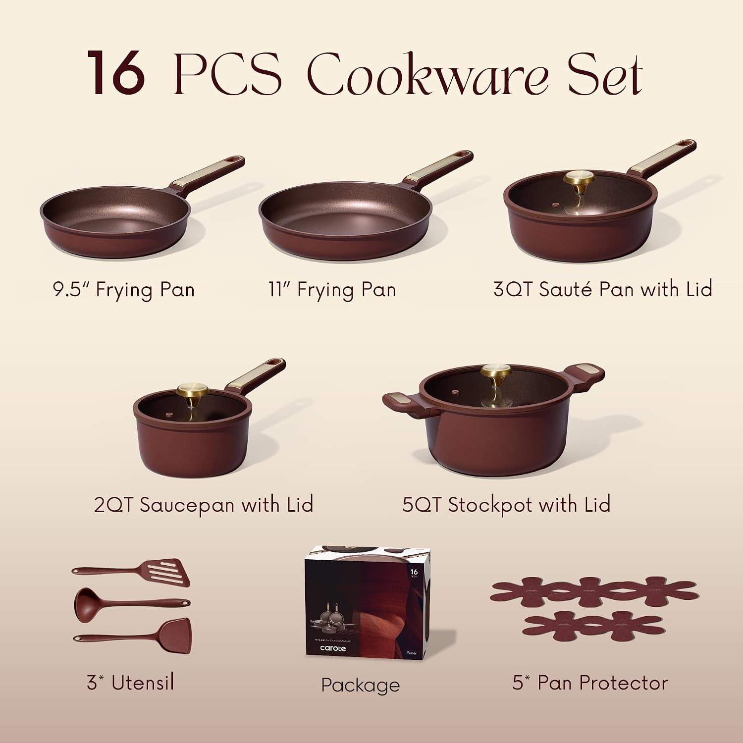 CAROTE Juegos de utensilios de cocina, ollas y sartenes antiadheren...