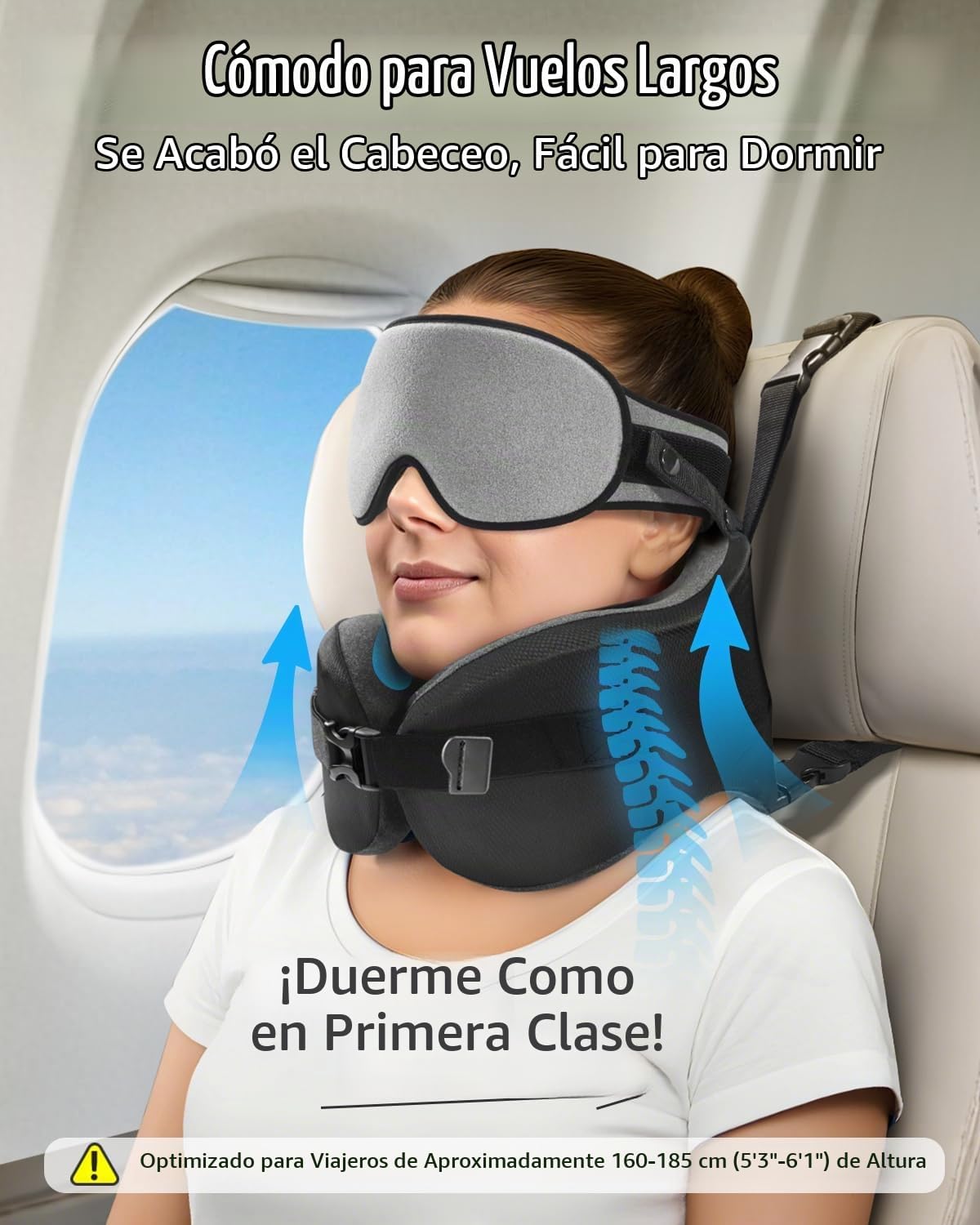 YFONG Almohada de viaje para avión de vuelo largo, combo de correa...