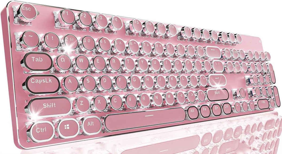 Teclado mecánico inalámbrico estilo máquina de escribir con retroil...