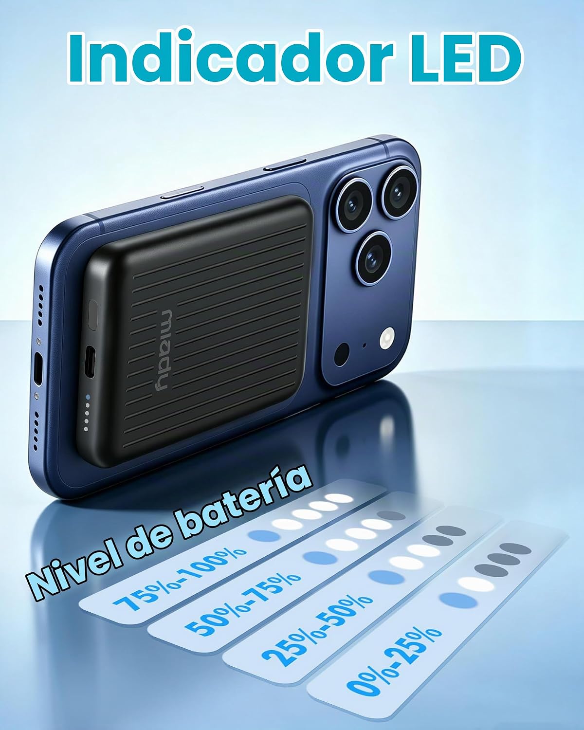 Miady Paquete de 2 cargadores portátiles magnéticos para iPhone 500...