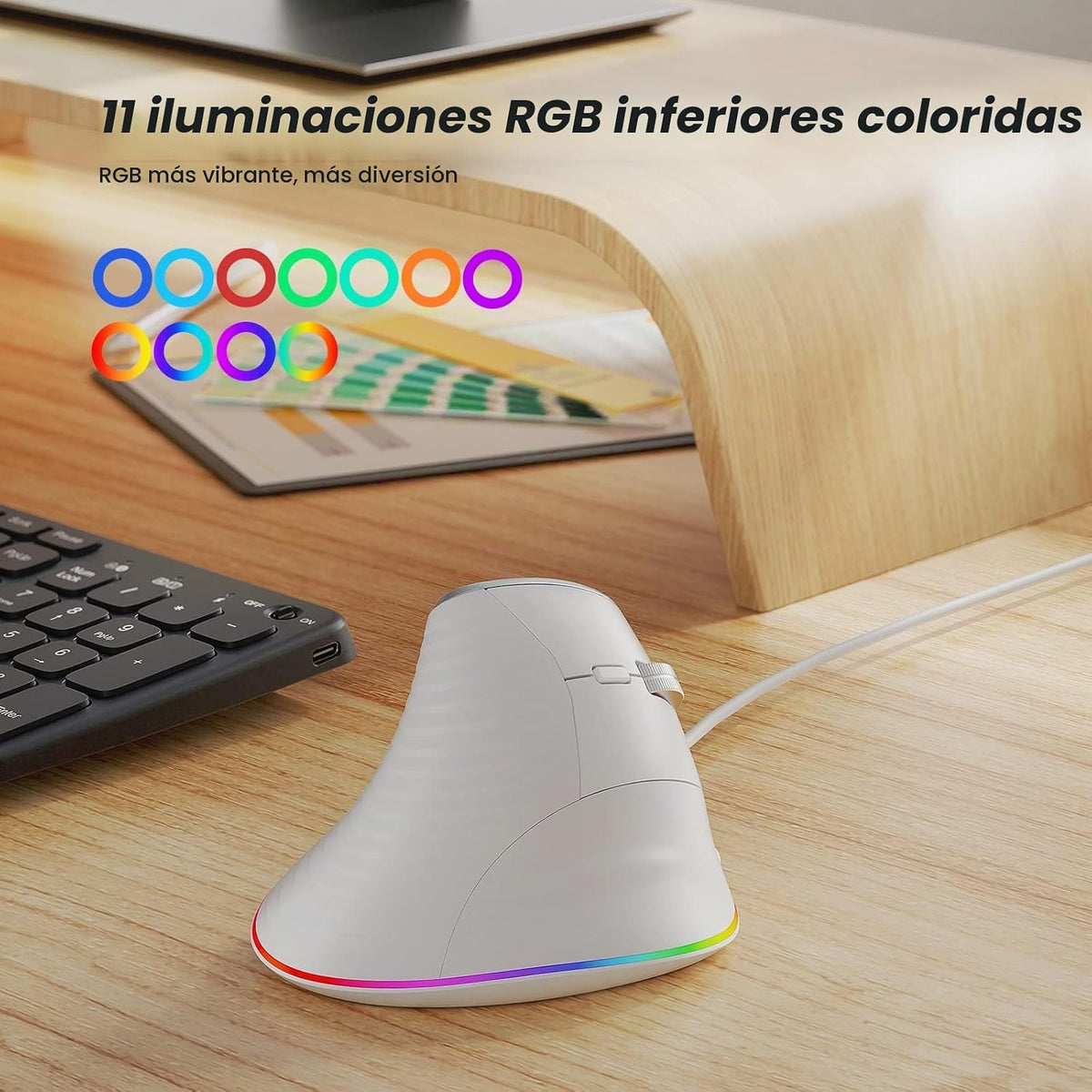 Nulea M504 Ratón Vertical con Cable, Ratón Óptico Ergonómico USB co...