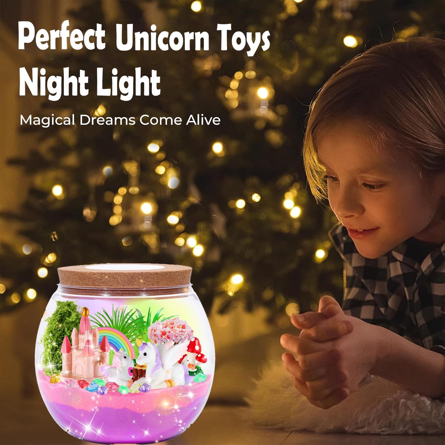 Hannstar Kit de terrario de unicornio iluminado para niñas, regalos...