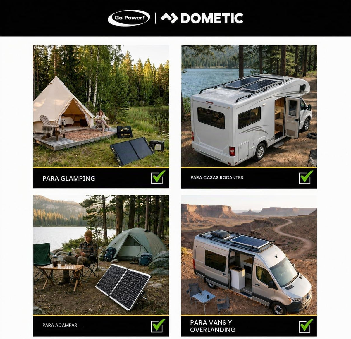 Go Power! GP-PSK-80 kit solar portátil plegable de 80W con controla...