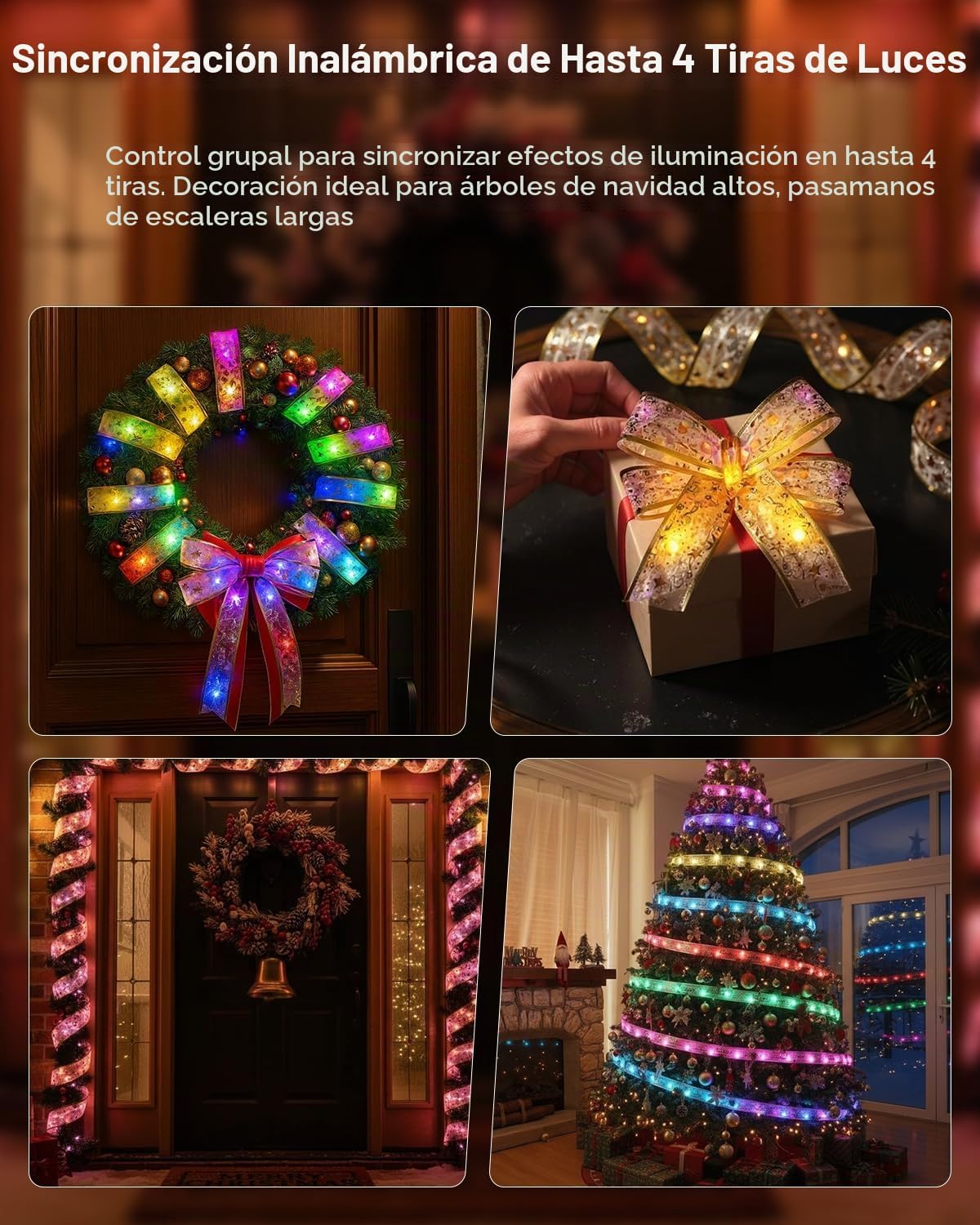 BraveDream Luces inteligentes de cinta de Navidad de 33 pies, cinta...