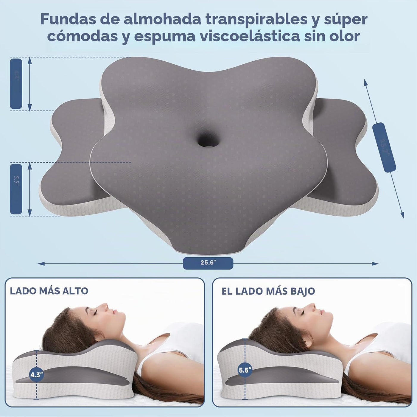 IvaBed Almohada cervical ergonómica para el cuello para aliviar el...
