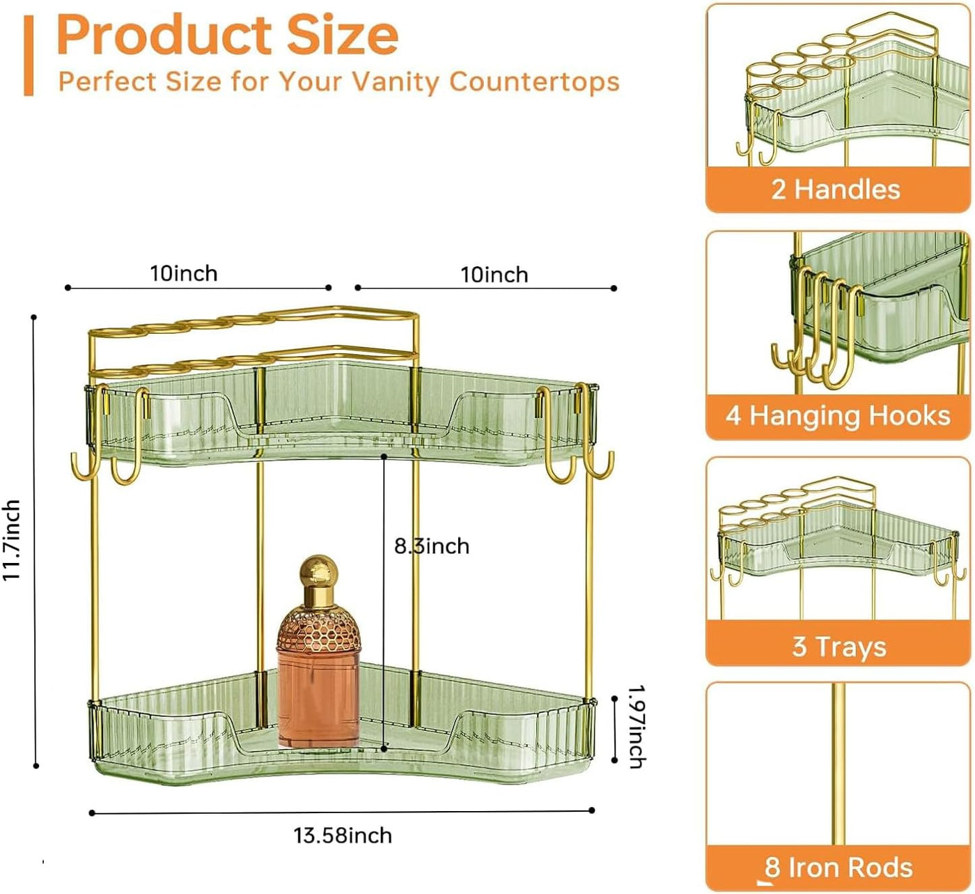 Greenby Organizador esquinero de 2 niveles para mostrador de baño,...