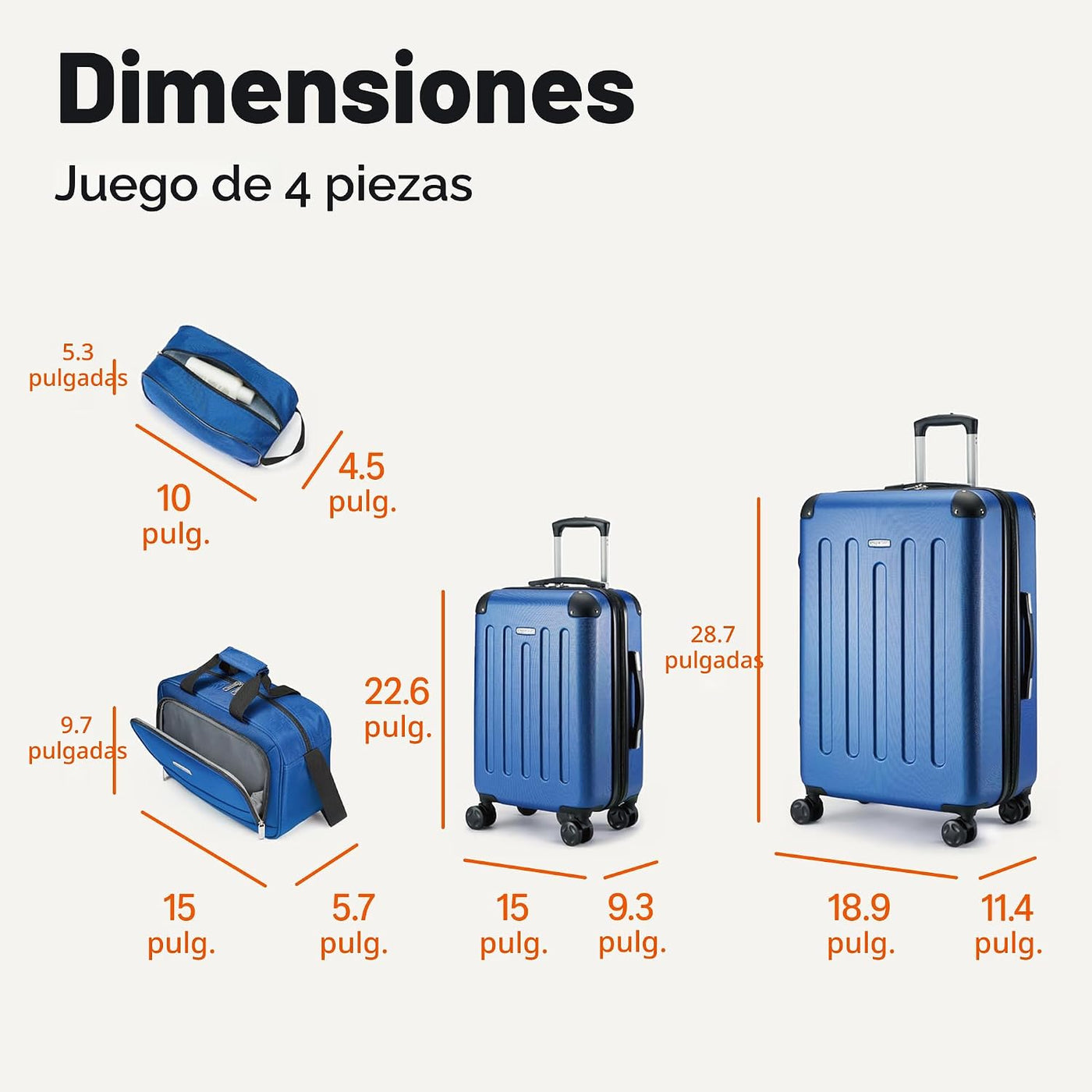 Amazon Basics Juego de Equipaje de Mano, Maleta de Tapa Dura, con R...