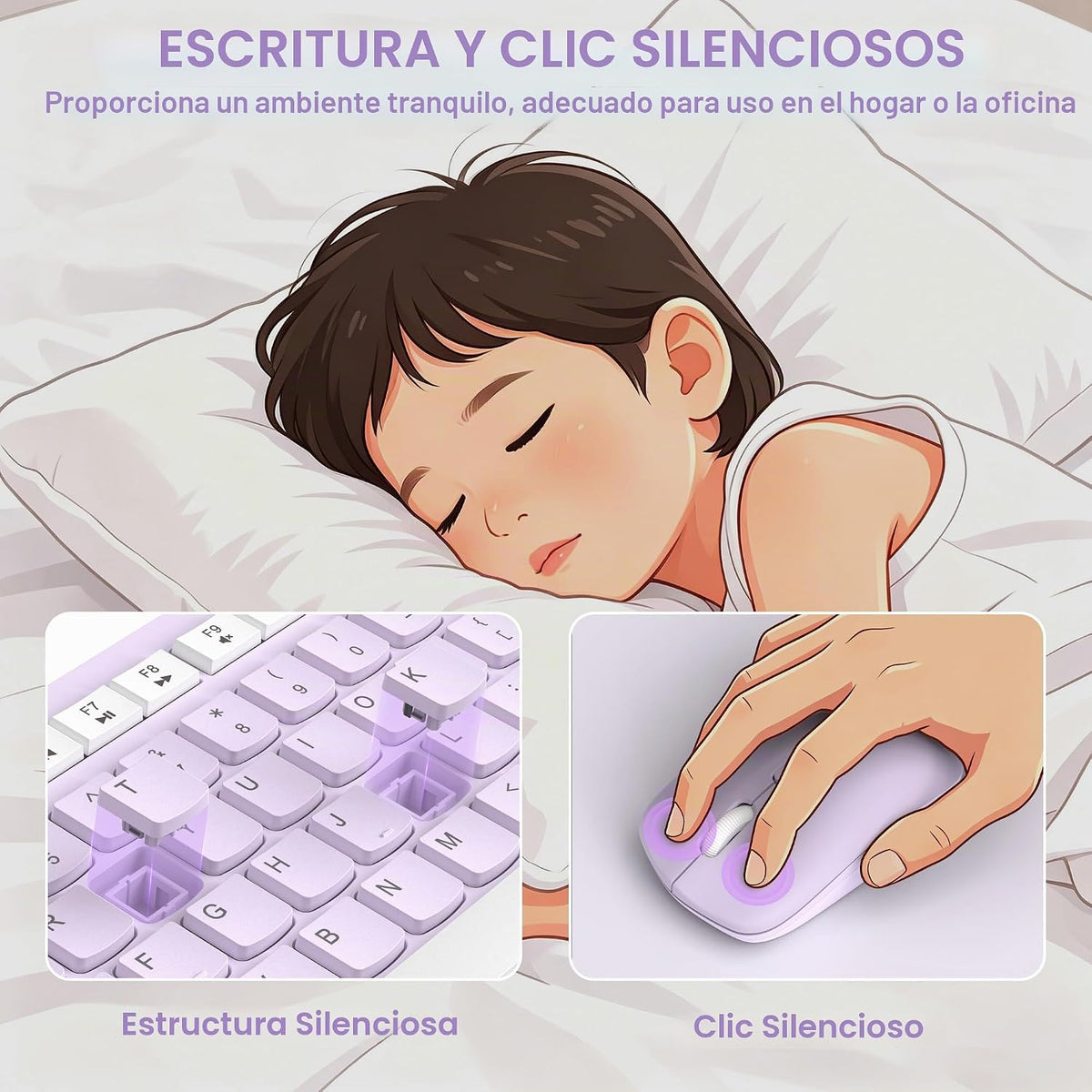 Teclado inalámbrico y mouse combinado silencioso para oficina y hog...