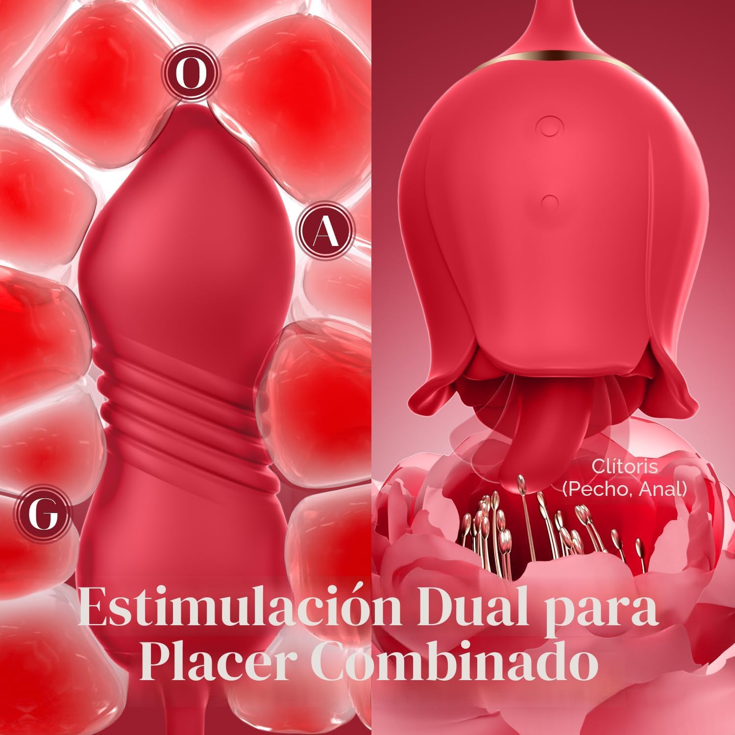 Vibrador de juguete de rosa para adultos, juguetes sexuales MOOLIGI...
