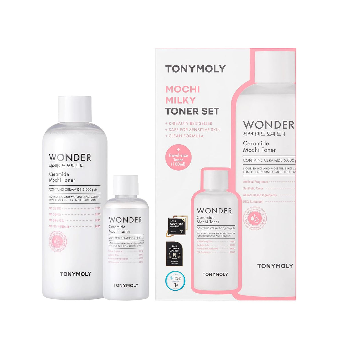 TONYMOLY Wonder Ceramide Mochi Toner Set - Ácido hialurónico, repar...