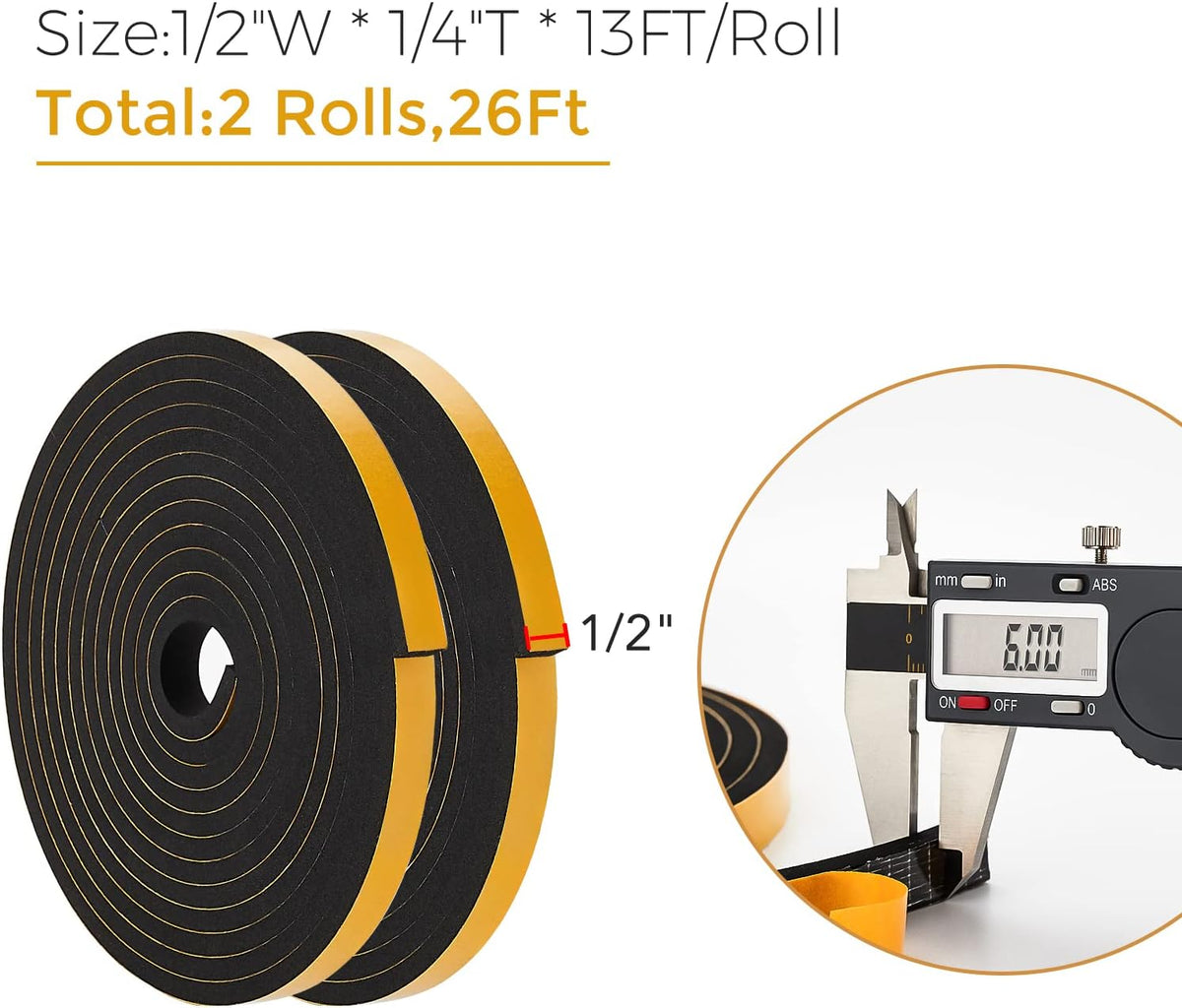 26 pies de burlete para puerta, sello de puerta de 1\/2" de anc...
