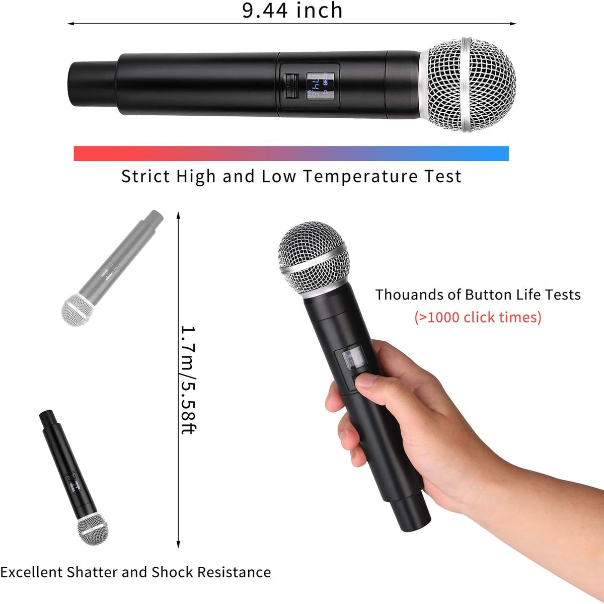 MicrocKing Sistema de micrófono inalámbrico Micrófonos dinámicos de...