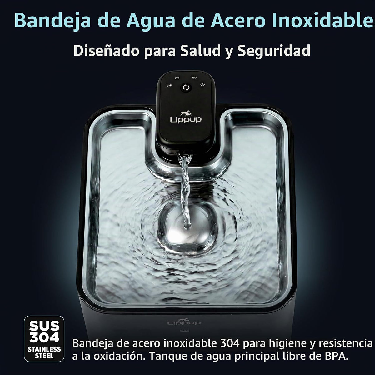 LIPPUP Fuente de agua inalámbrica para gatos, 88 oz\/2.6 L, fuente...
