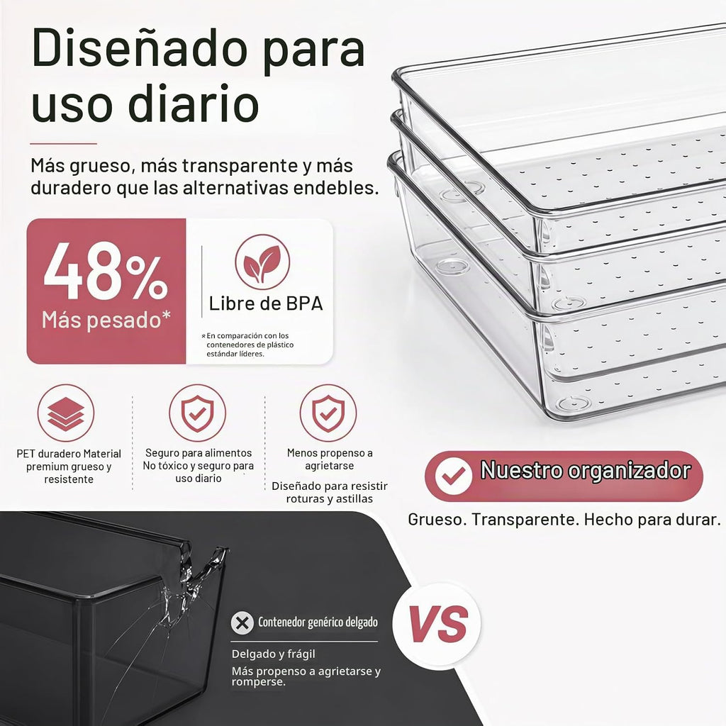 CHOWAY - Paquete de 10 bandejas organizadoras grandes transparentes...