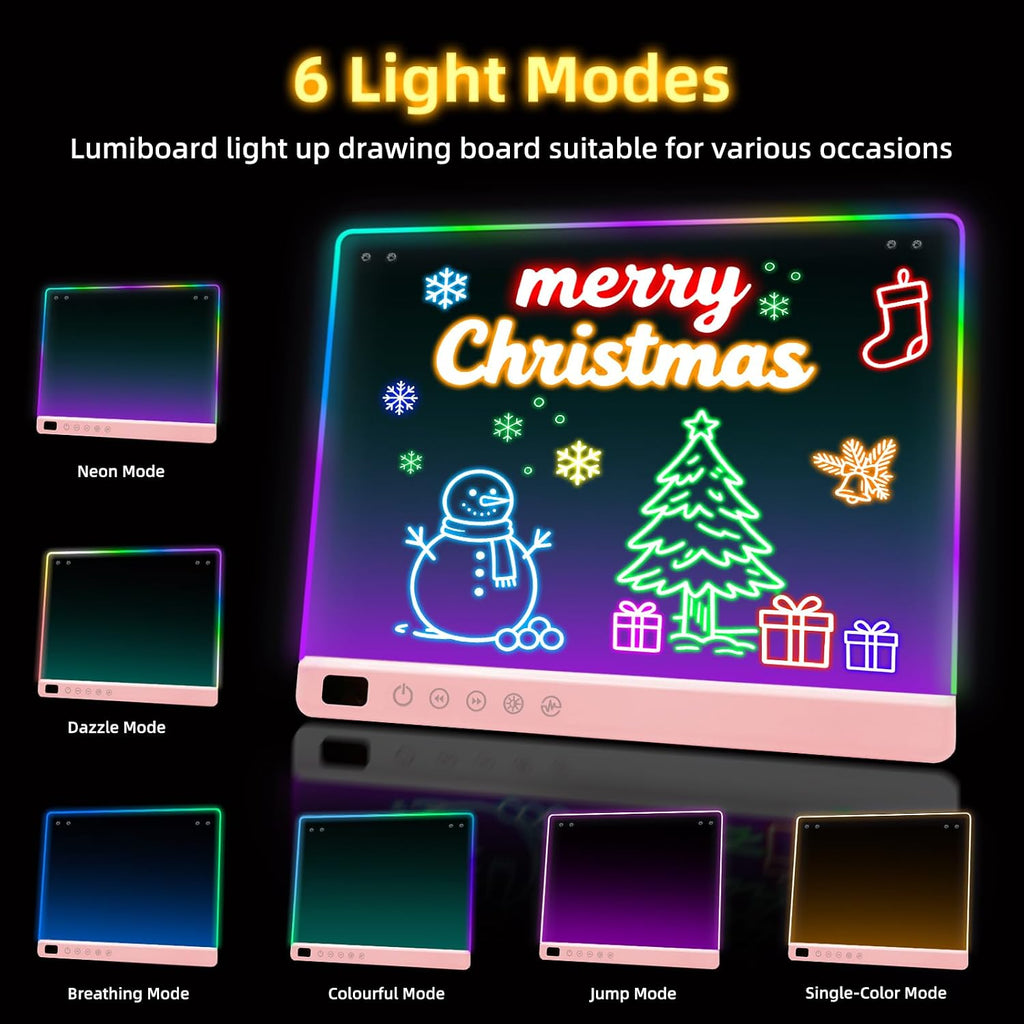 Lumiboard Tablero de dibujo LED con 13 efectos de luz, tablero de n...