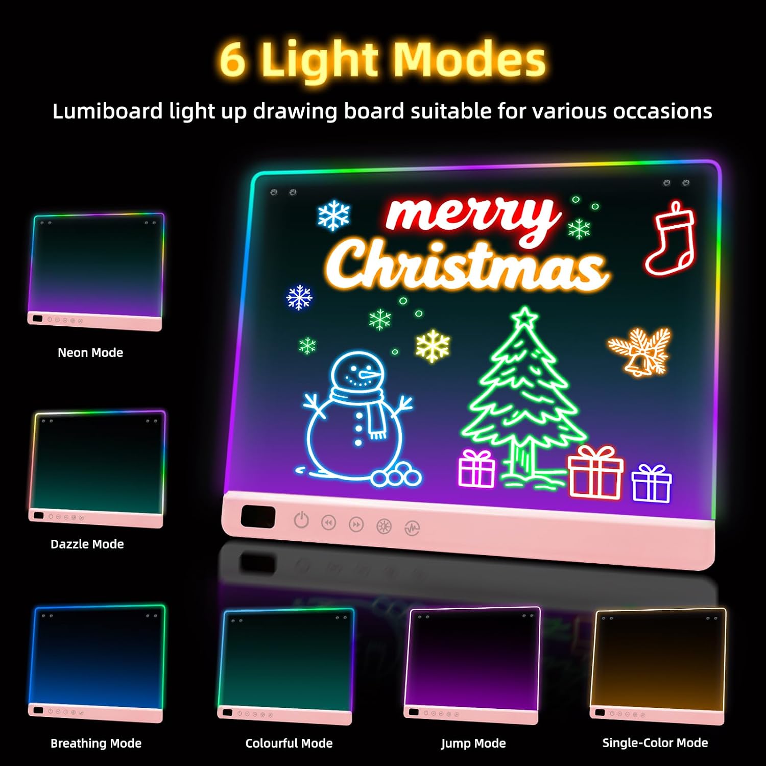 Lumiboard Tablero de dibujo LED con 13 efectos de luz, tablero de n...