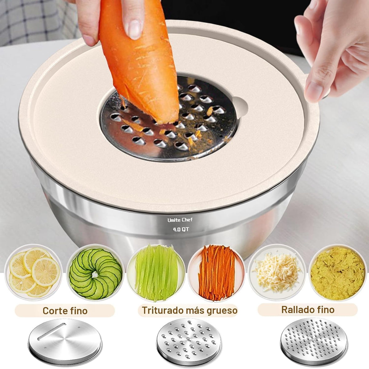 Umite Chef, juego de 8 cuencos para mezclar con tapas herméticas, c...