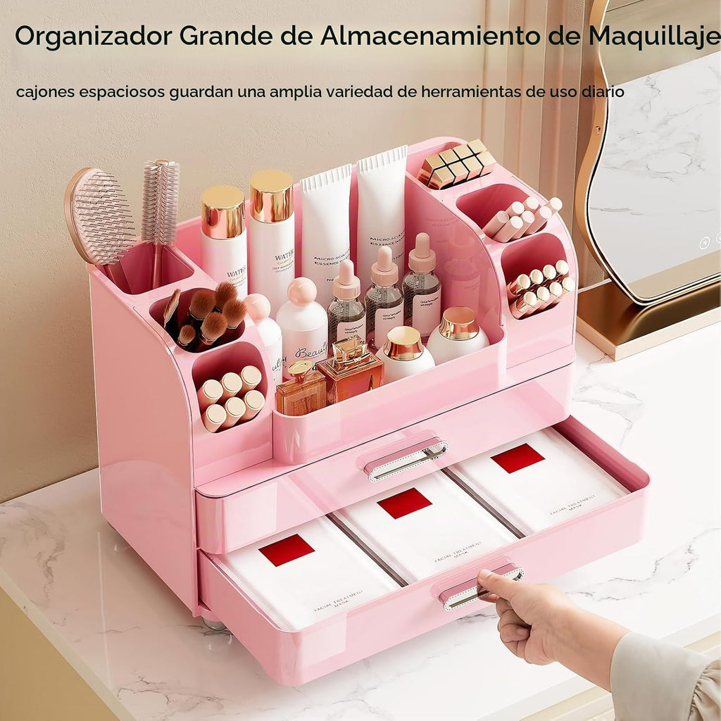 UFORU Organizador de maquillaje para tocador con 2 cajones grandes,...