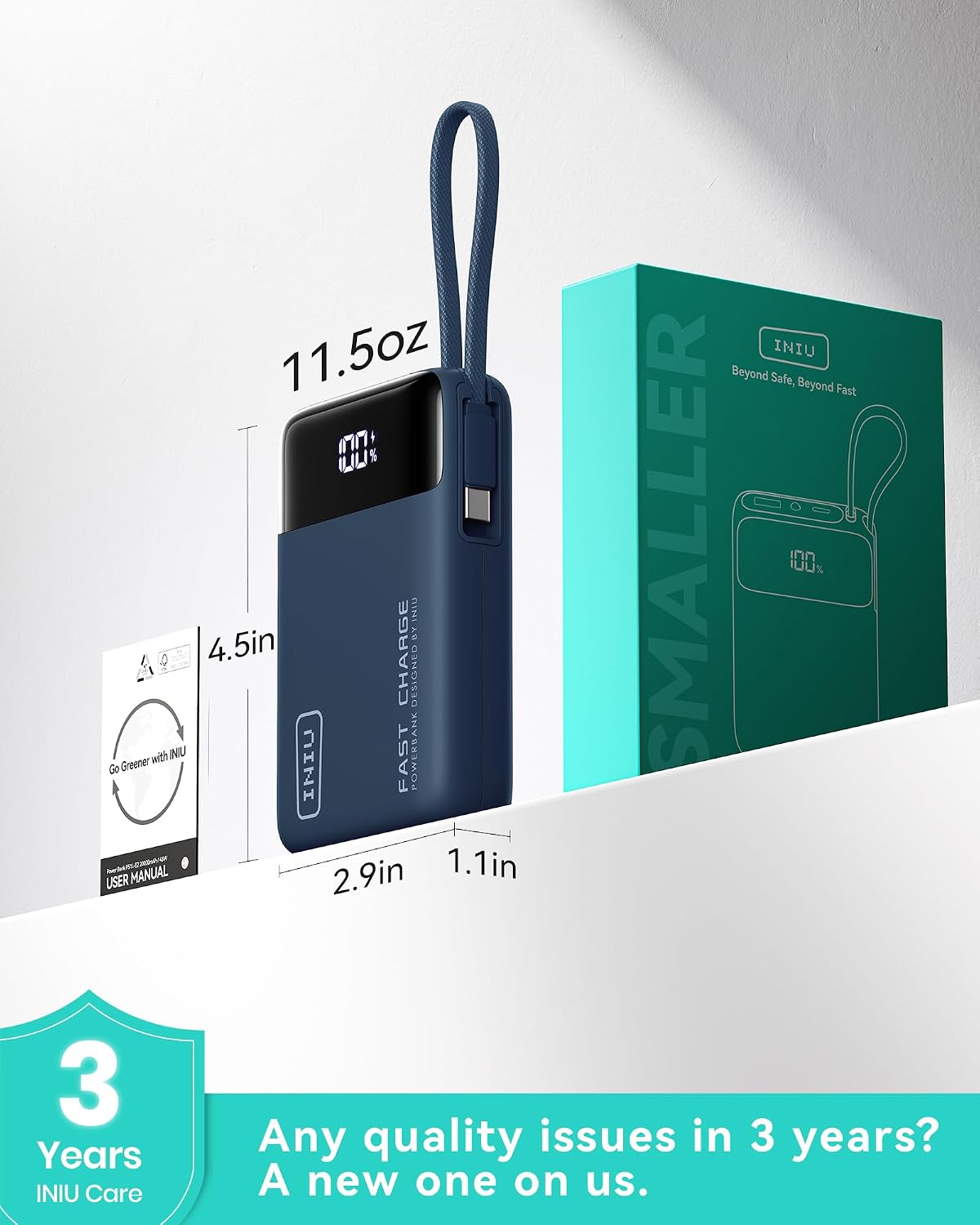 Cargador portátil INIU 20000mAh, banco de carga rápida más pequeño...