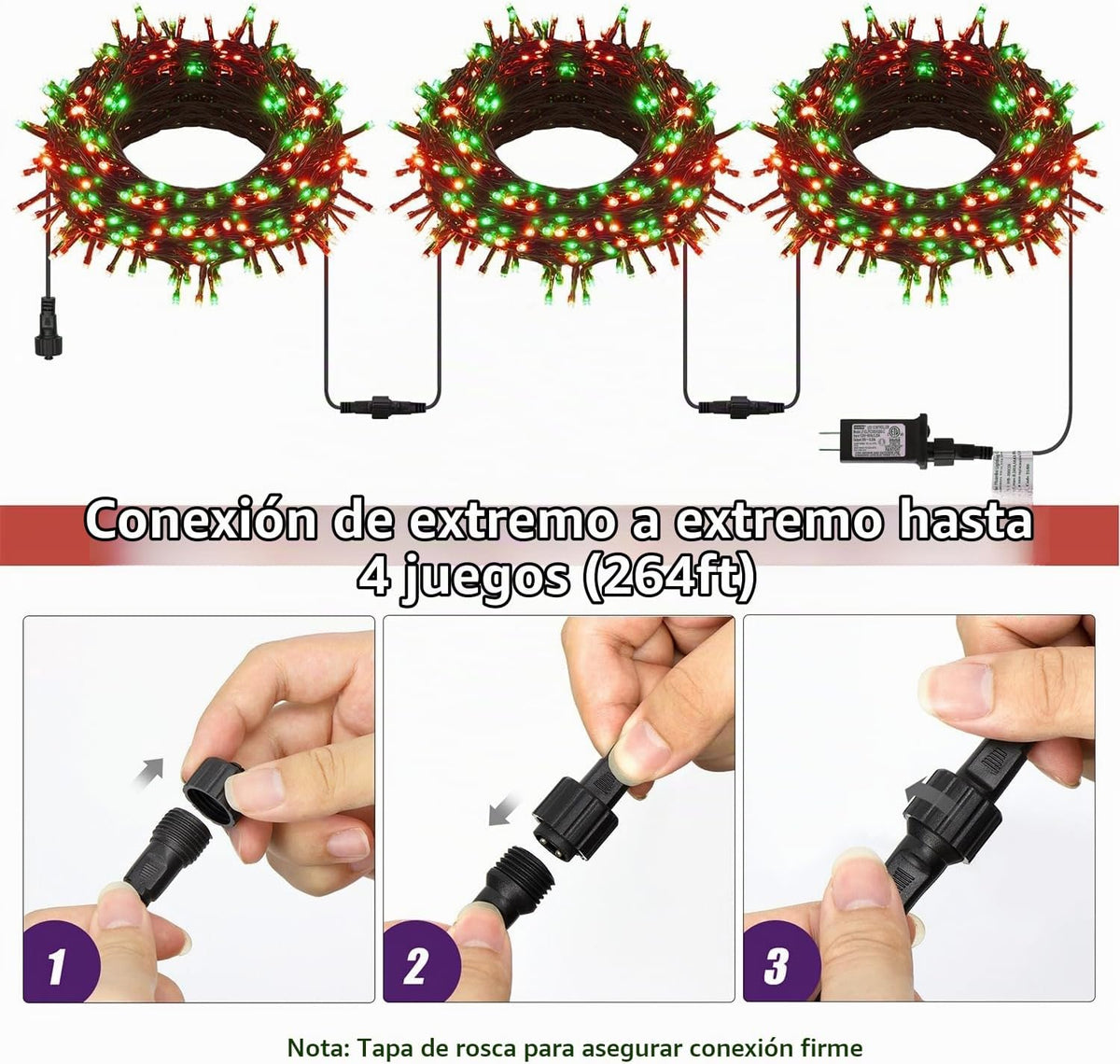 HOME LIGHTING Miniluces decorativas de Navidad de 66 pies, 200 luce...