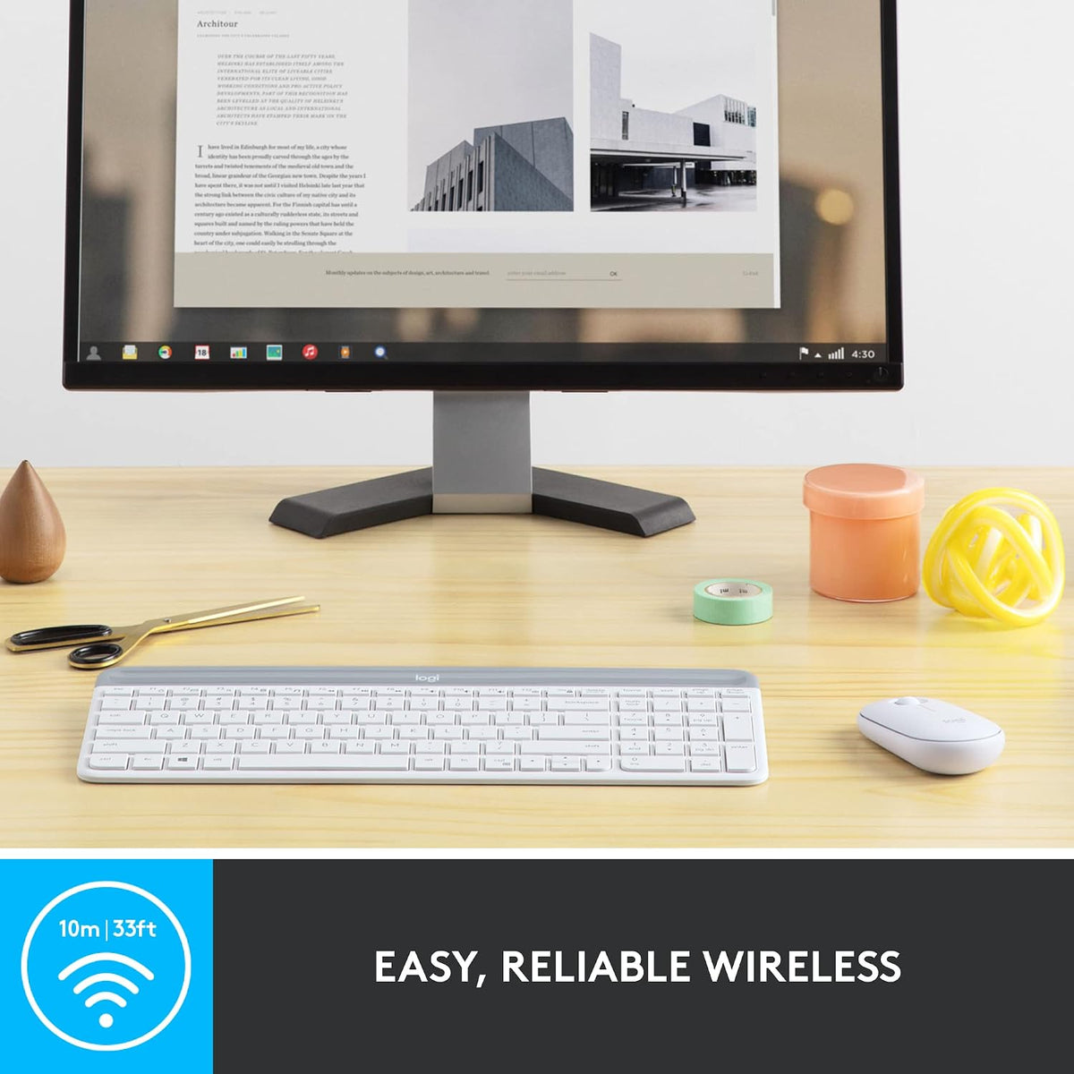Logitech MK470 Slim Wireless Combo Teclado Compacto y Ratón - Blanc...