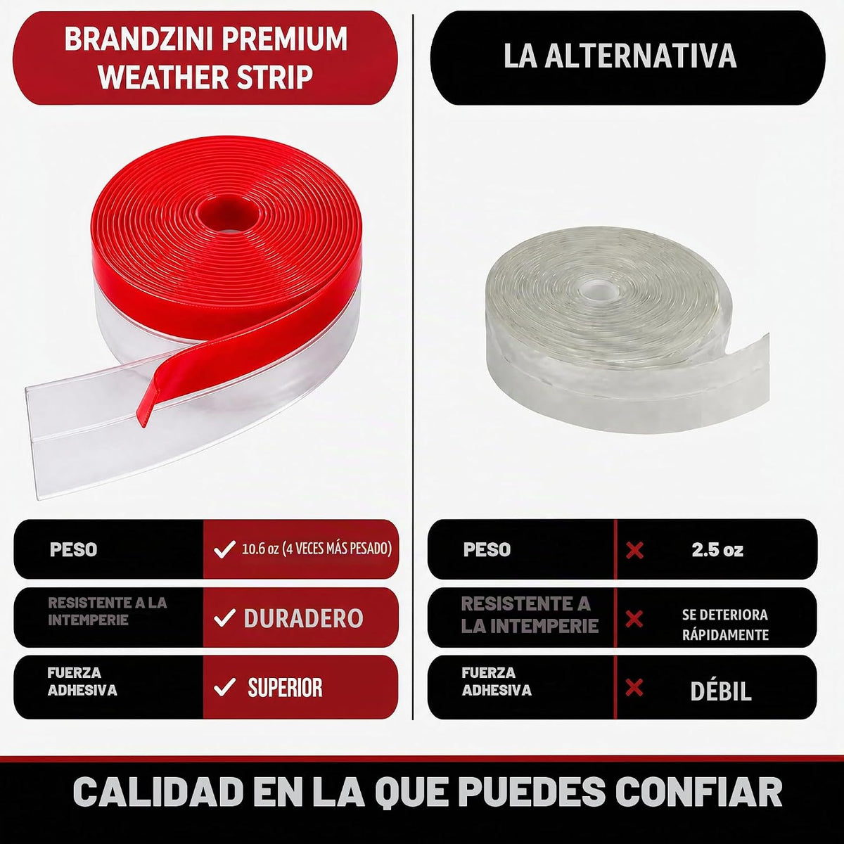 Brandzini Tira de sellado transparente para puertas y ventanas, tap...
