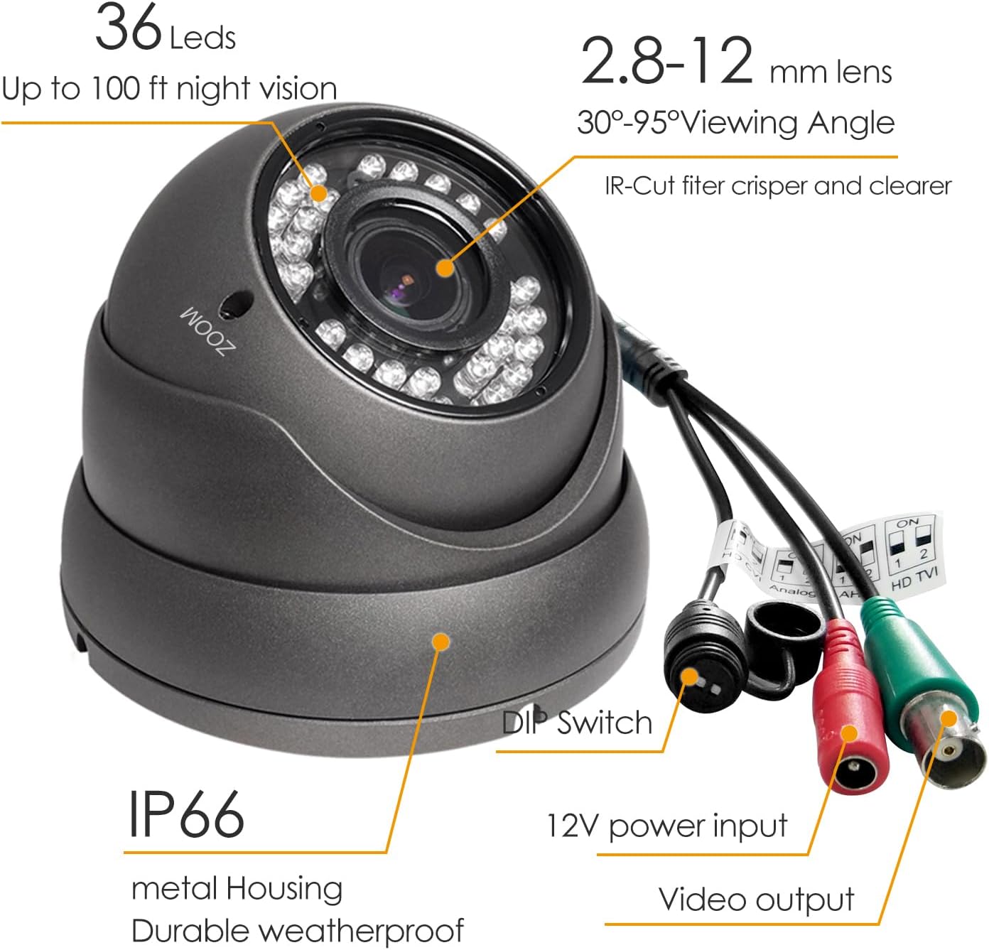 Cámara CCTV analógica HD 1080P 4 en 1 (TVI\/AHD\/CVI\/CVBS) Cámara...