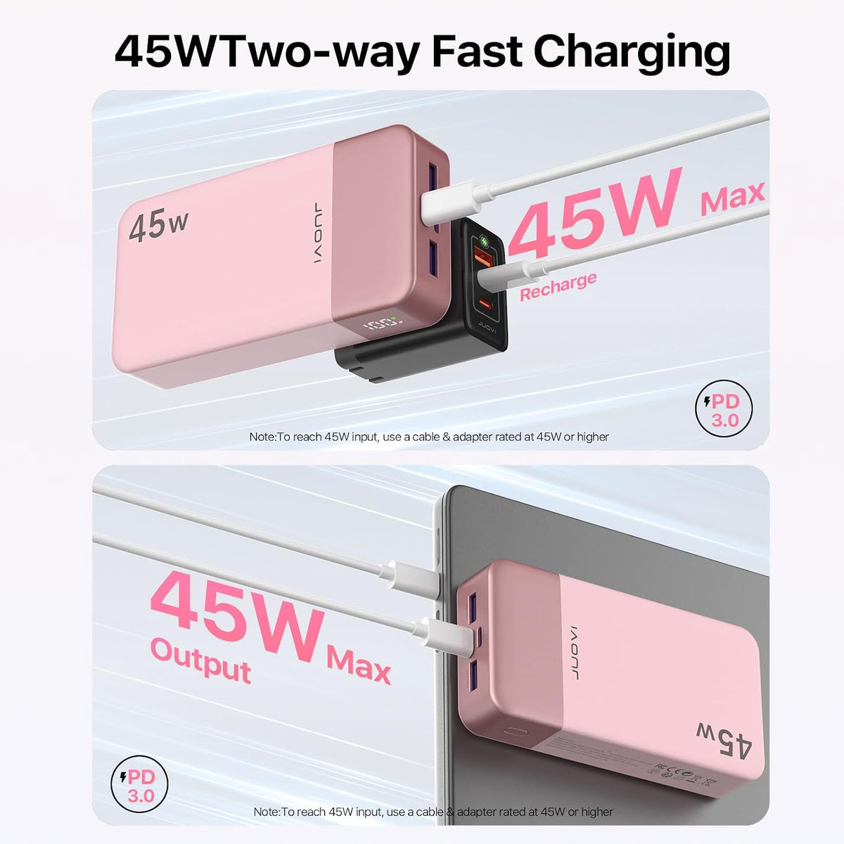 Cargador portátil JUOVI Power Bank 45W 20000mAh | PD QC carga rápid...