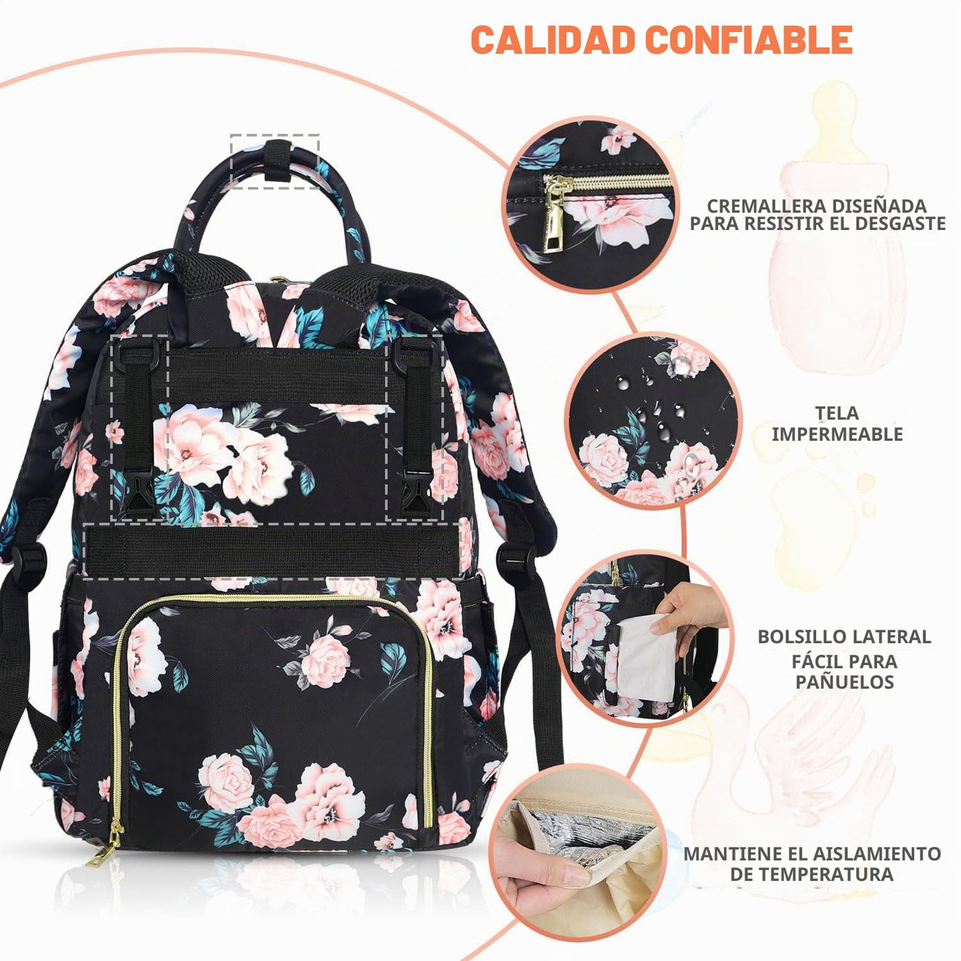 Tenot Mochila para pañales de bebé, bolsas de pañales de viaje para...