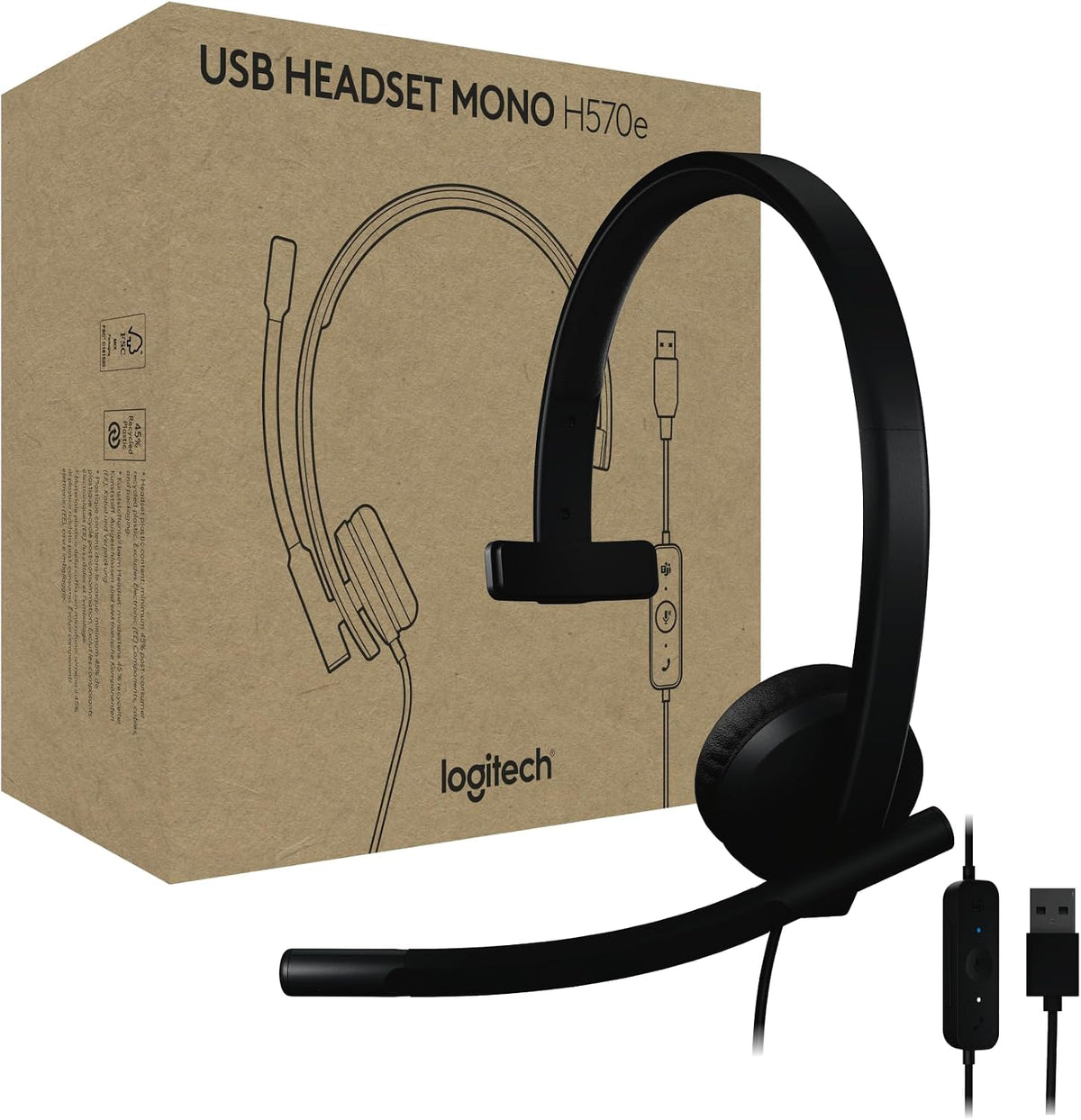 Logitech Auriculares USB H570e con micrófono, PC y Mac - Negro | Co...