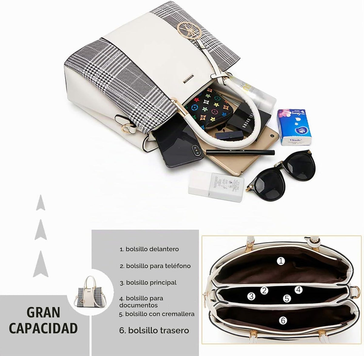 KURGOOL Bolsos y bolsos de mano para mujer, bolso de hombro con asa...