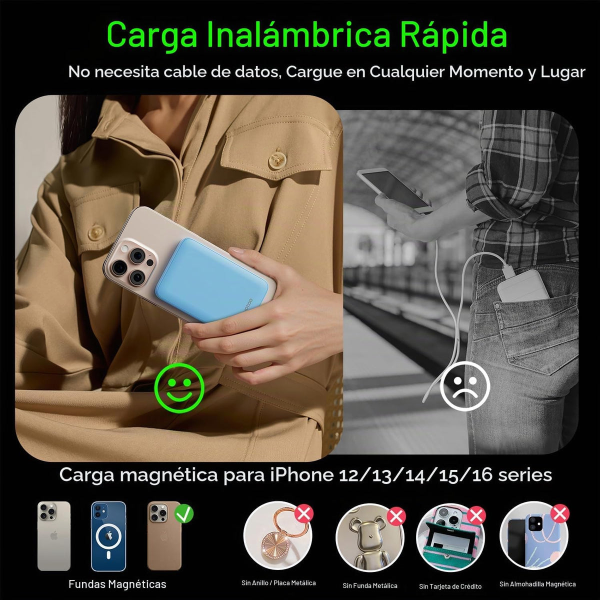 para el cargador portátil Magsafe, banco magnético delgado de la en...