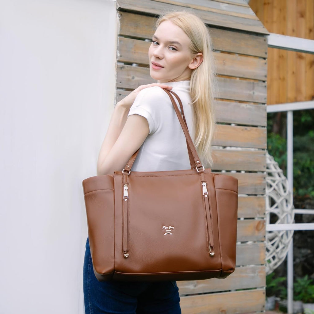 miss fong Bolso de pañales tipo mochila de cuero, bolso grande para...