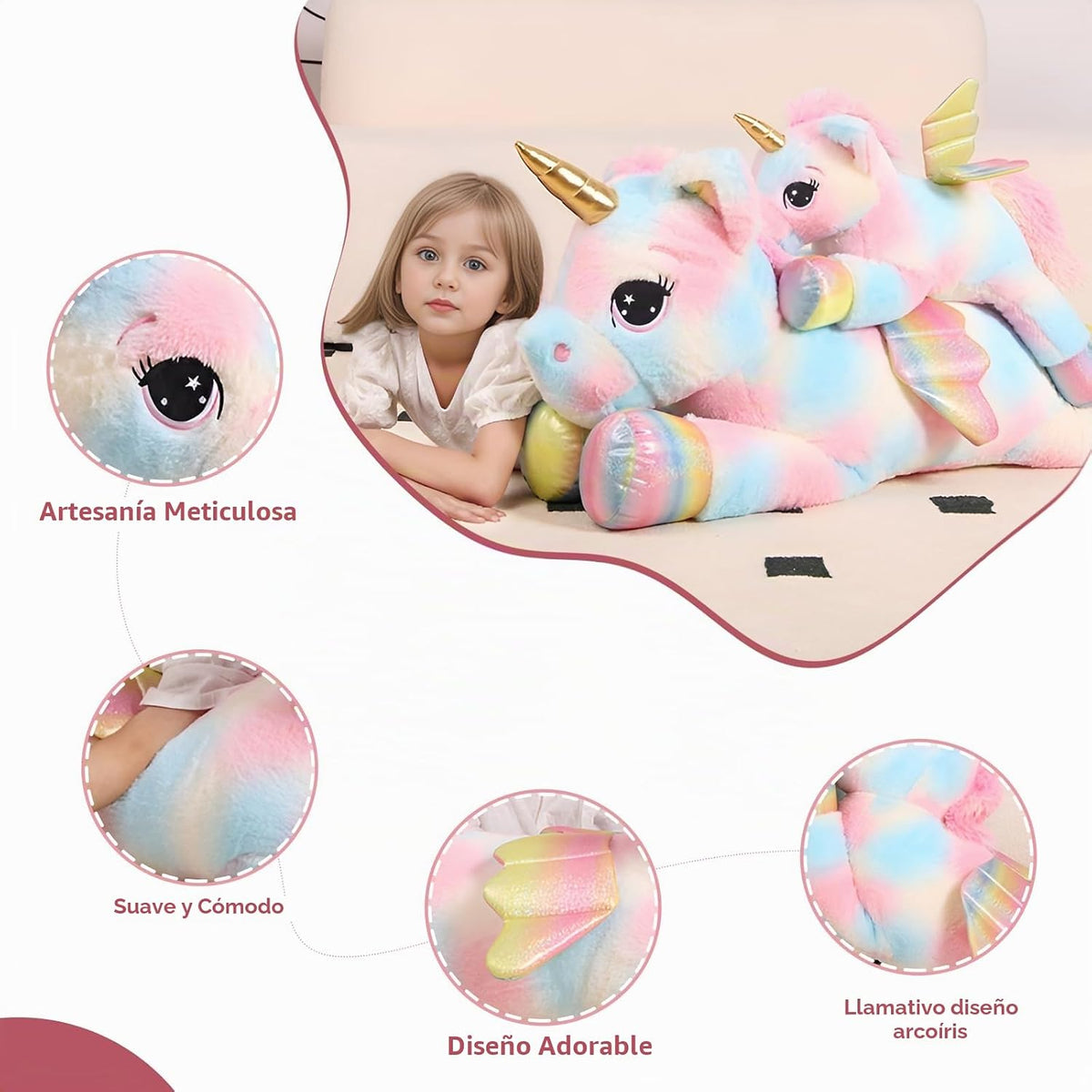 FFxiong Almohada de Animal de Peluche Unicornio Gigante de Color de...