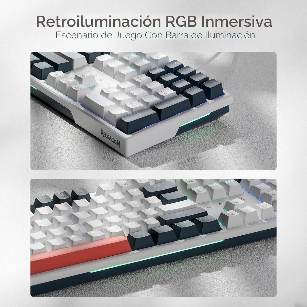 Redragon Teclado para juegos K668 RGB, teclado mecánico con cable d...