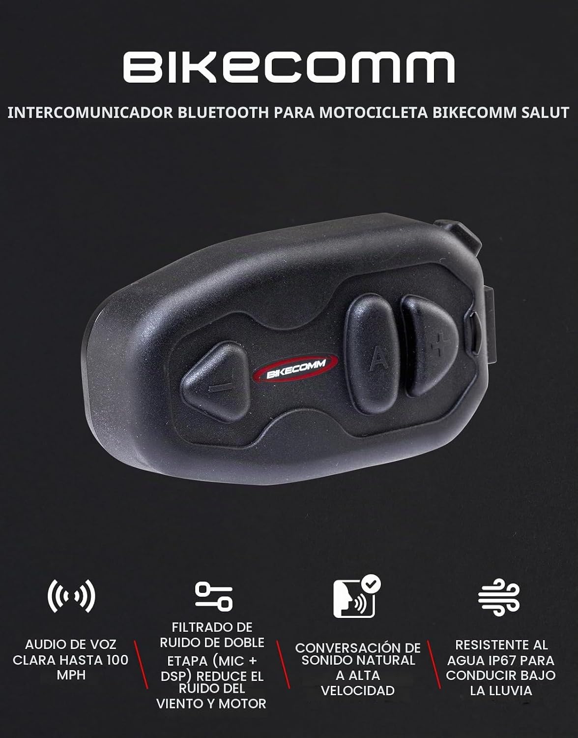 BIKECOMM Salut - Altavoces intercomunicadores para casco de motocic...